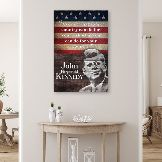 John F Kennedy Inaugural Address Canvas Sign
