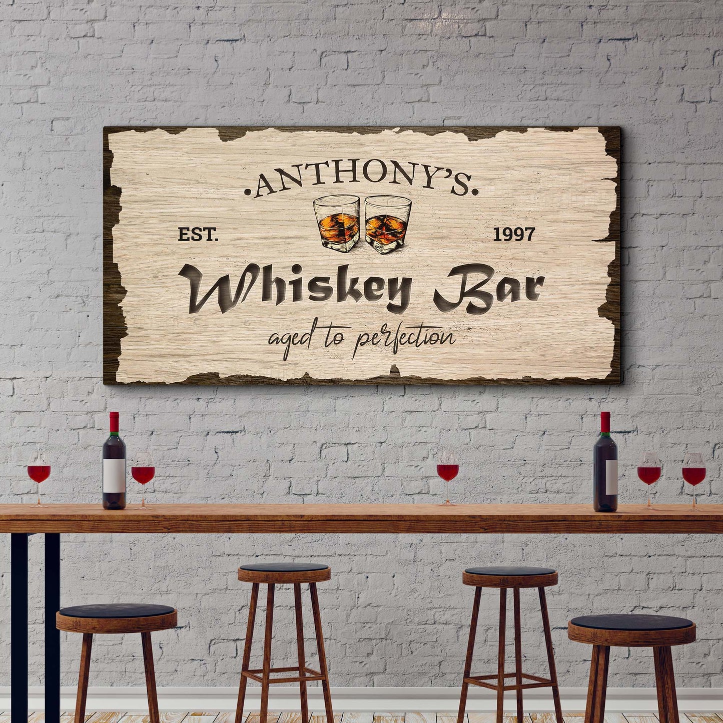 Personalized Whiskey Bar Canvas Sign II