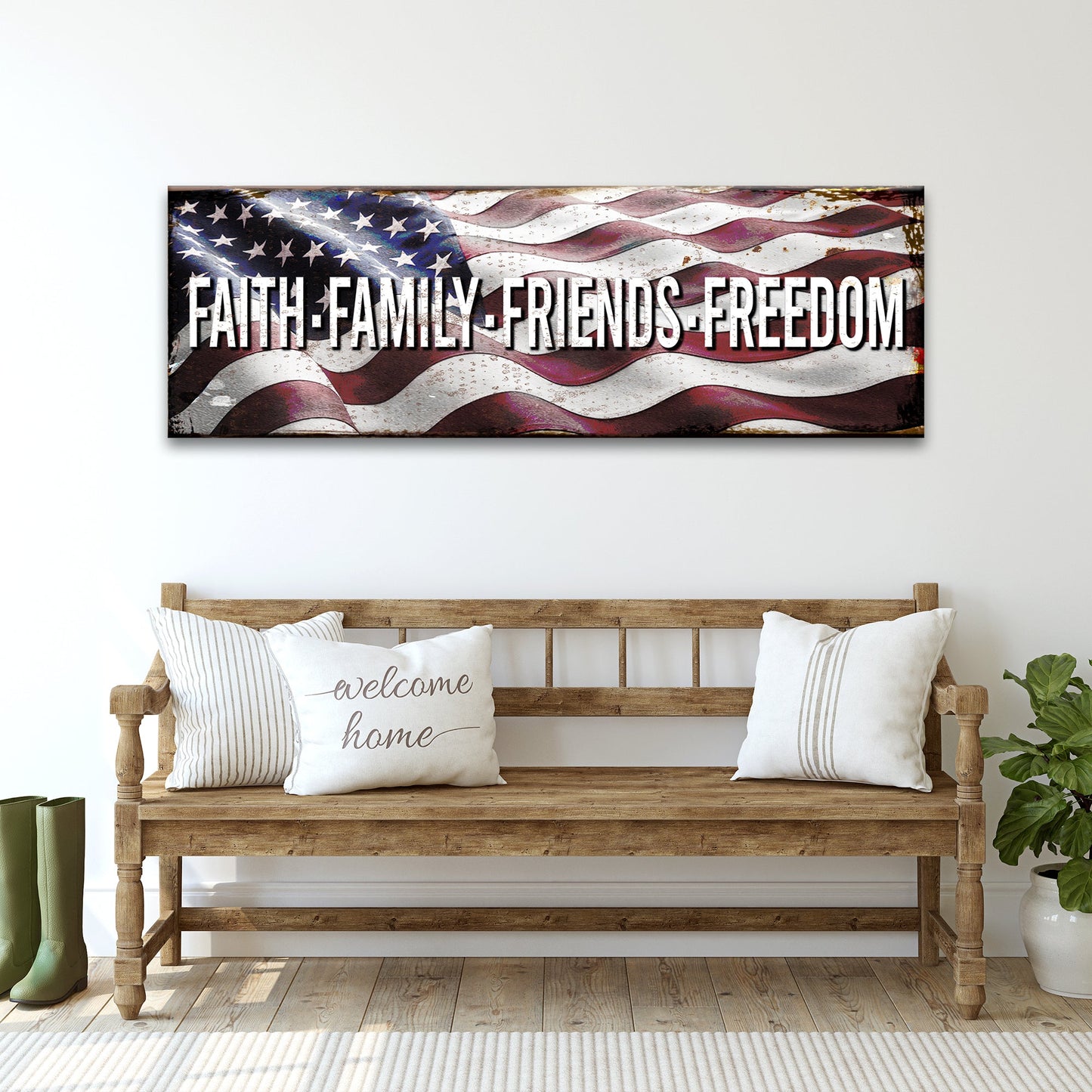 Faith Family Friends Freedom Canvas Sign
