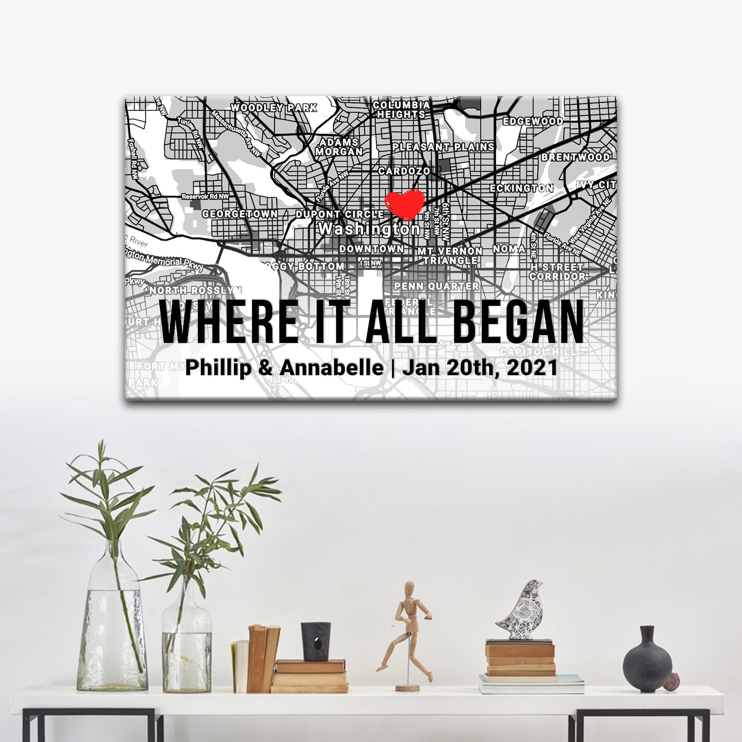 Couple Street Map Canvas Sign II
