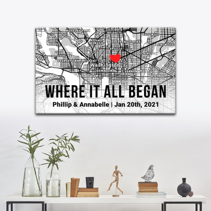 Couple Street Map Canvas Sign II