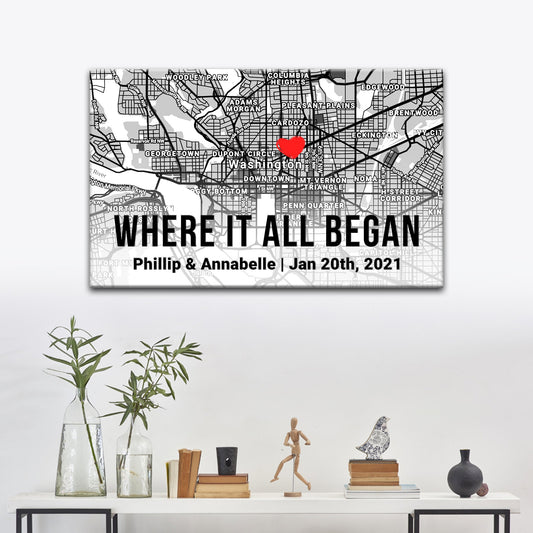 Couple Street Map Canvas Sign II
