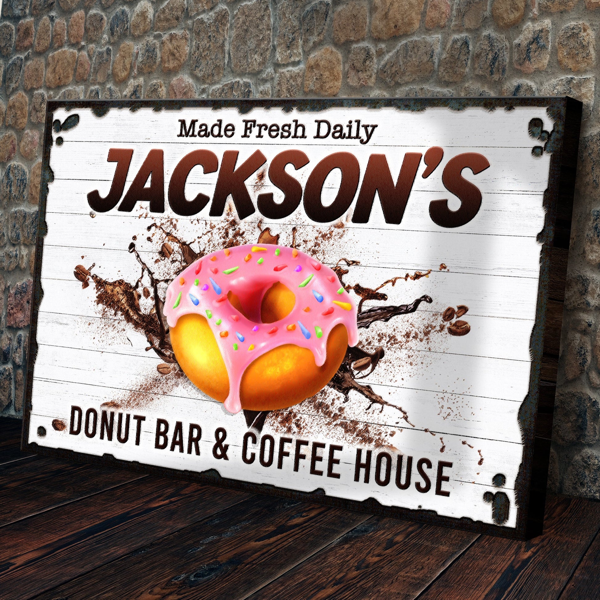 Donut Bar And Coffee House rustic word art kitchen canvas sign