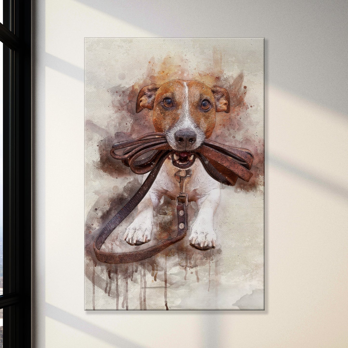 Custom Pet Watercolor Portrait Canvas Sign III