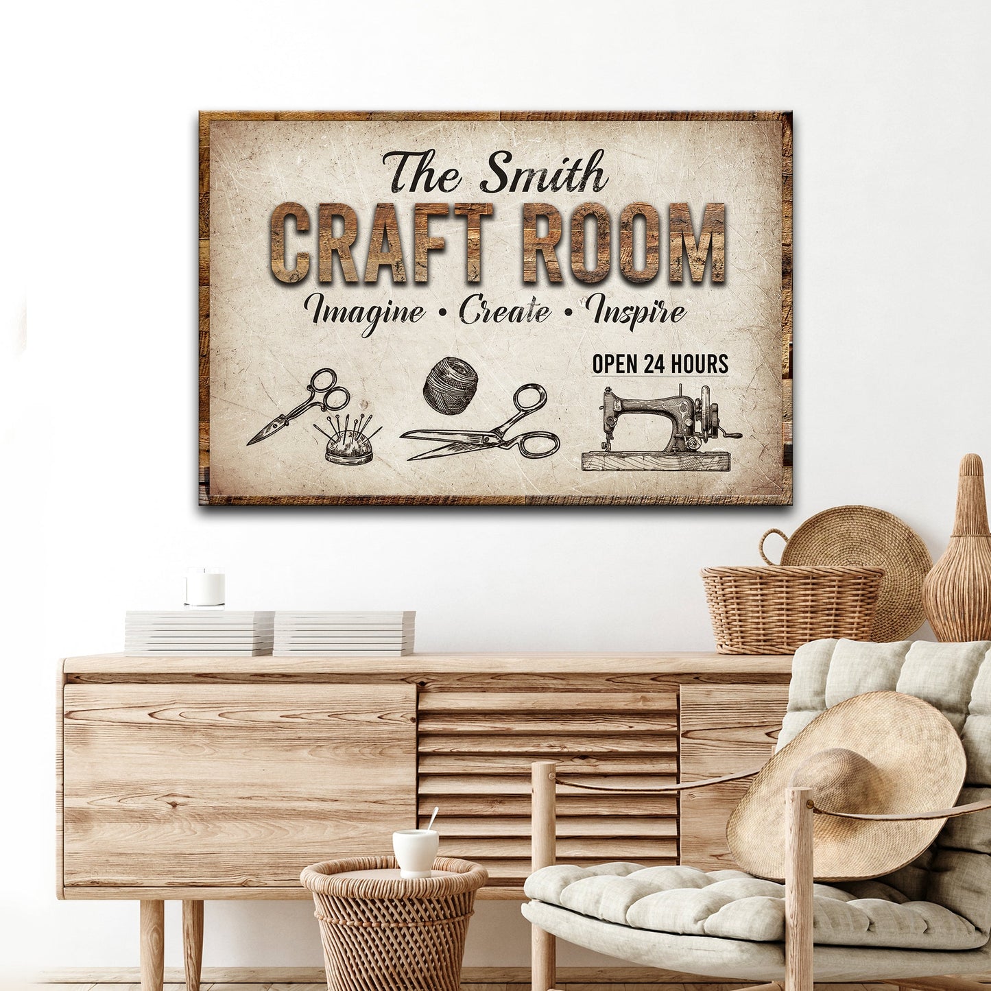 Craft Room Personalized Canvas Sign II