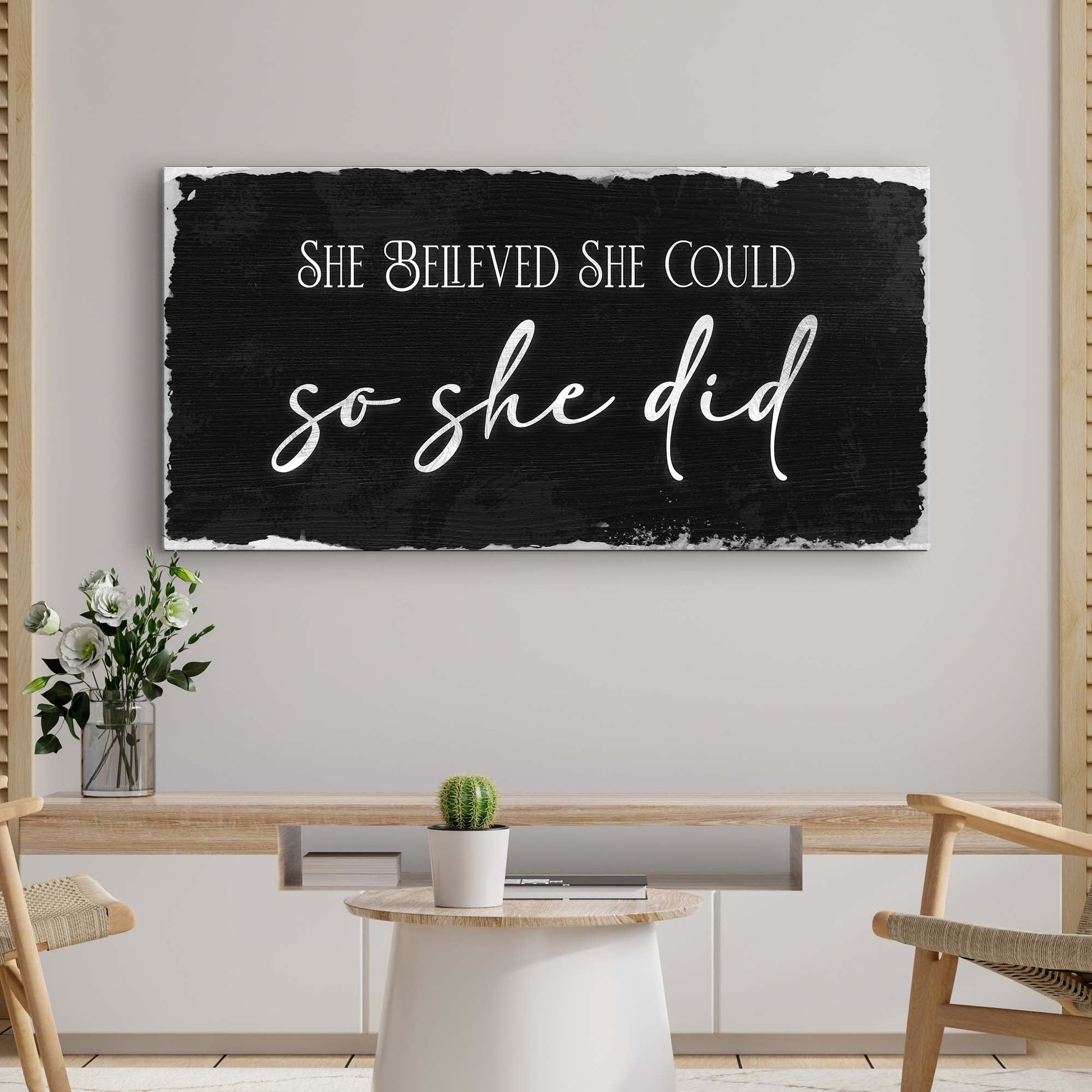 She Believed She Could So She Did motivational canvas art III with inspiring bold quote design