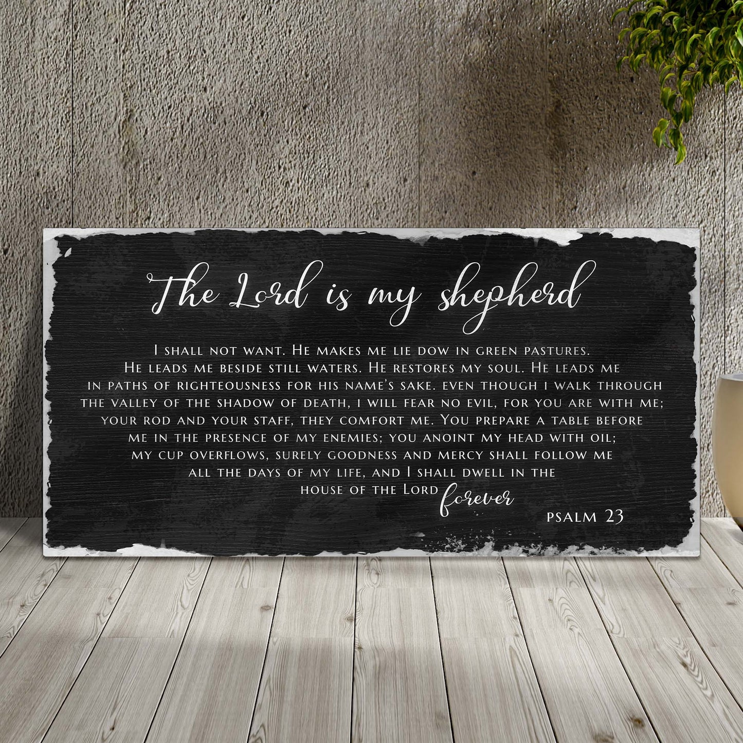 Psalm 23 The Lord Is My Shepherd faith canvas wall art IV — elegant Christian scripture decor