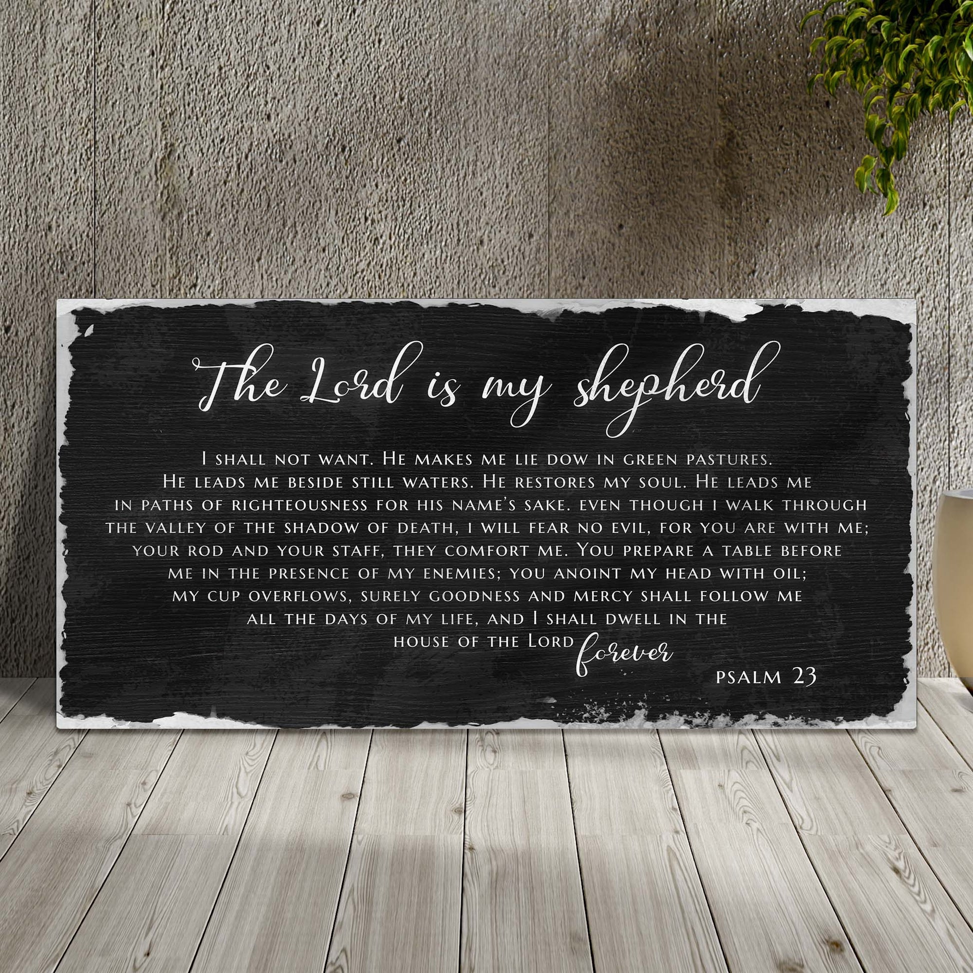 Psalm 23 The Lord Is My Shepherd faith canvas wall art IV — elegant Christian scripture decor