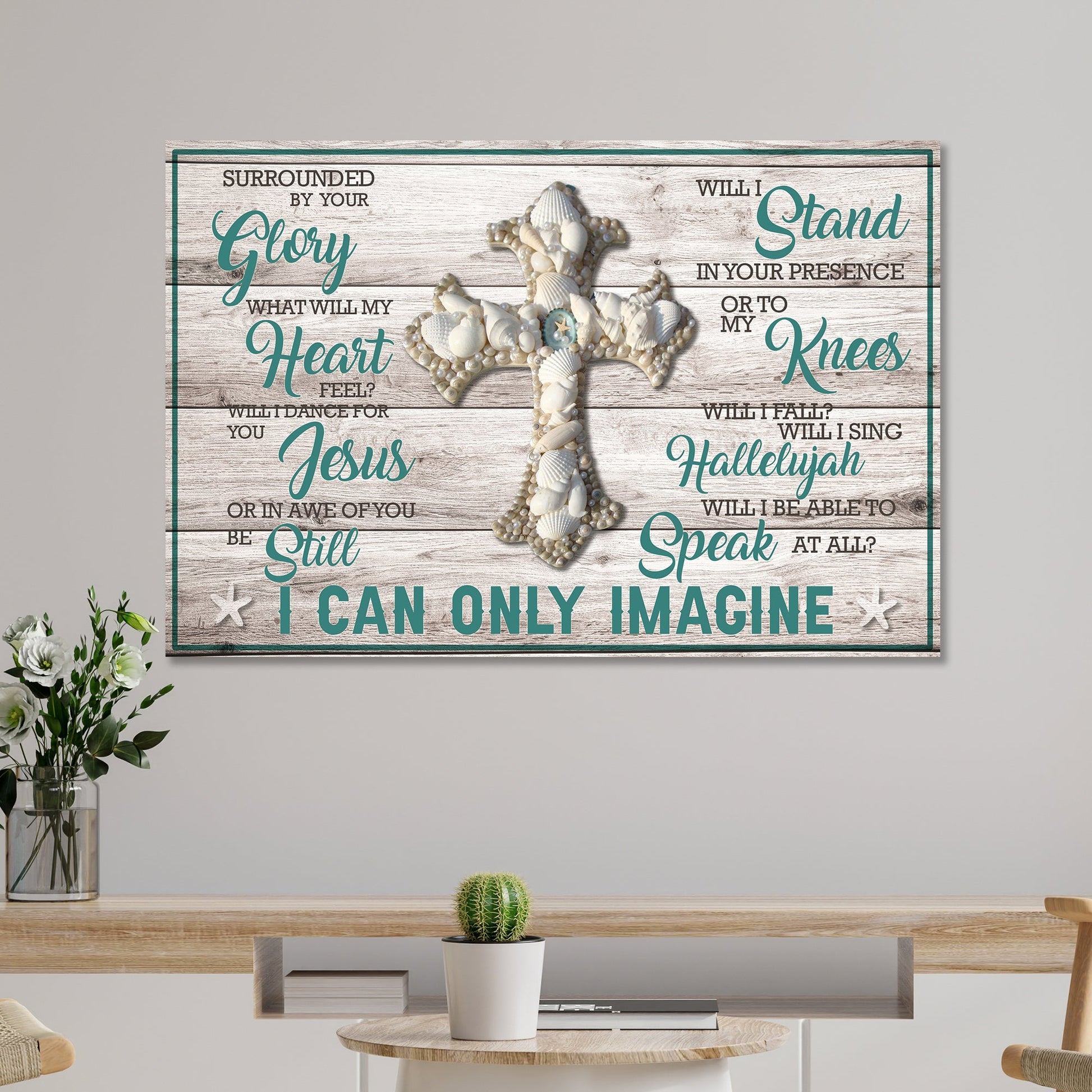 I Can Only Imagine faith canvas sign with rustic lettering