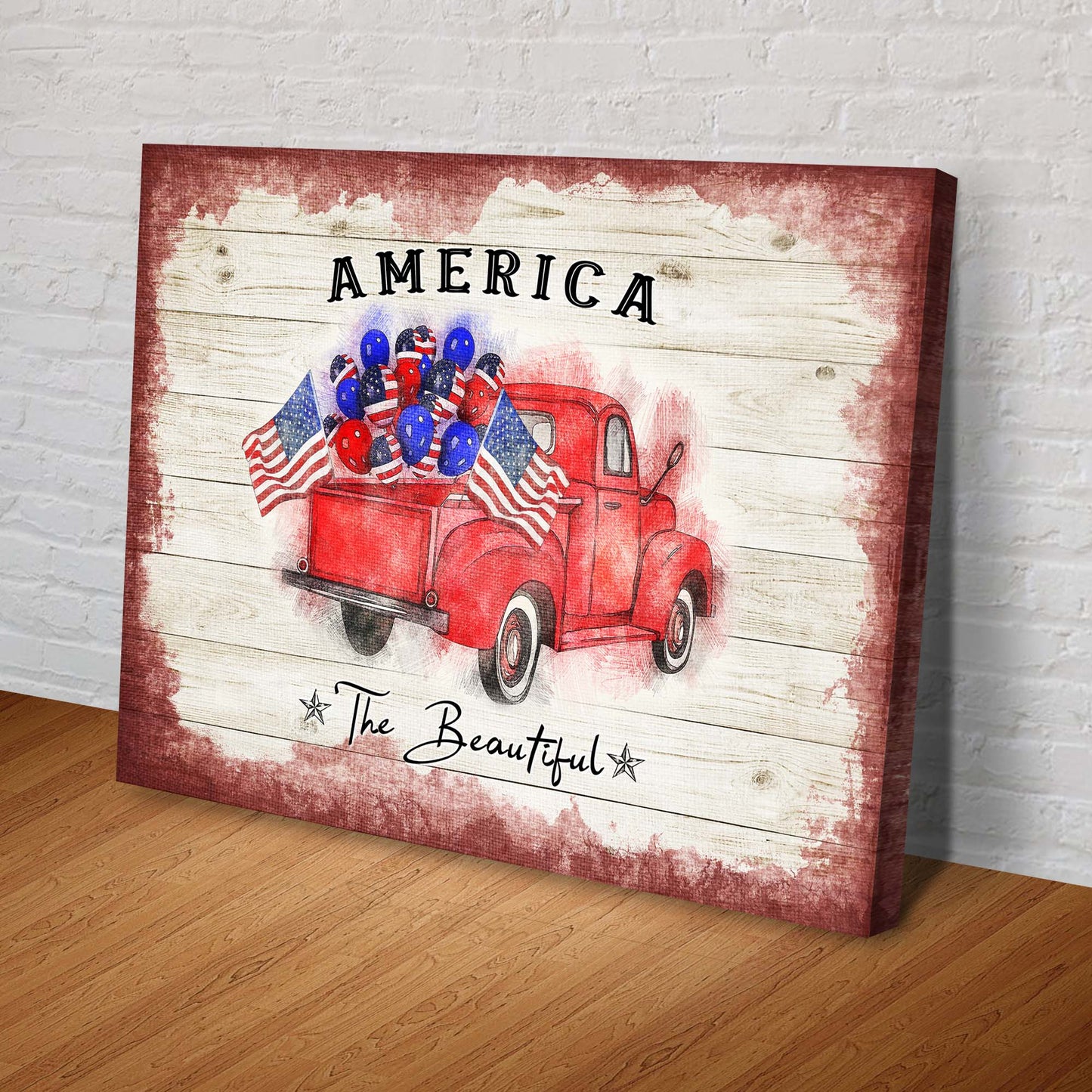 America The Beautiful Patriotic Canvas Sign II