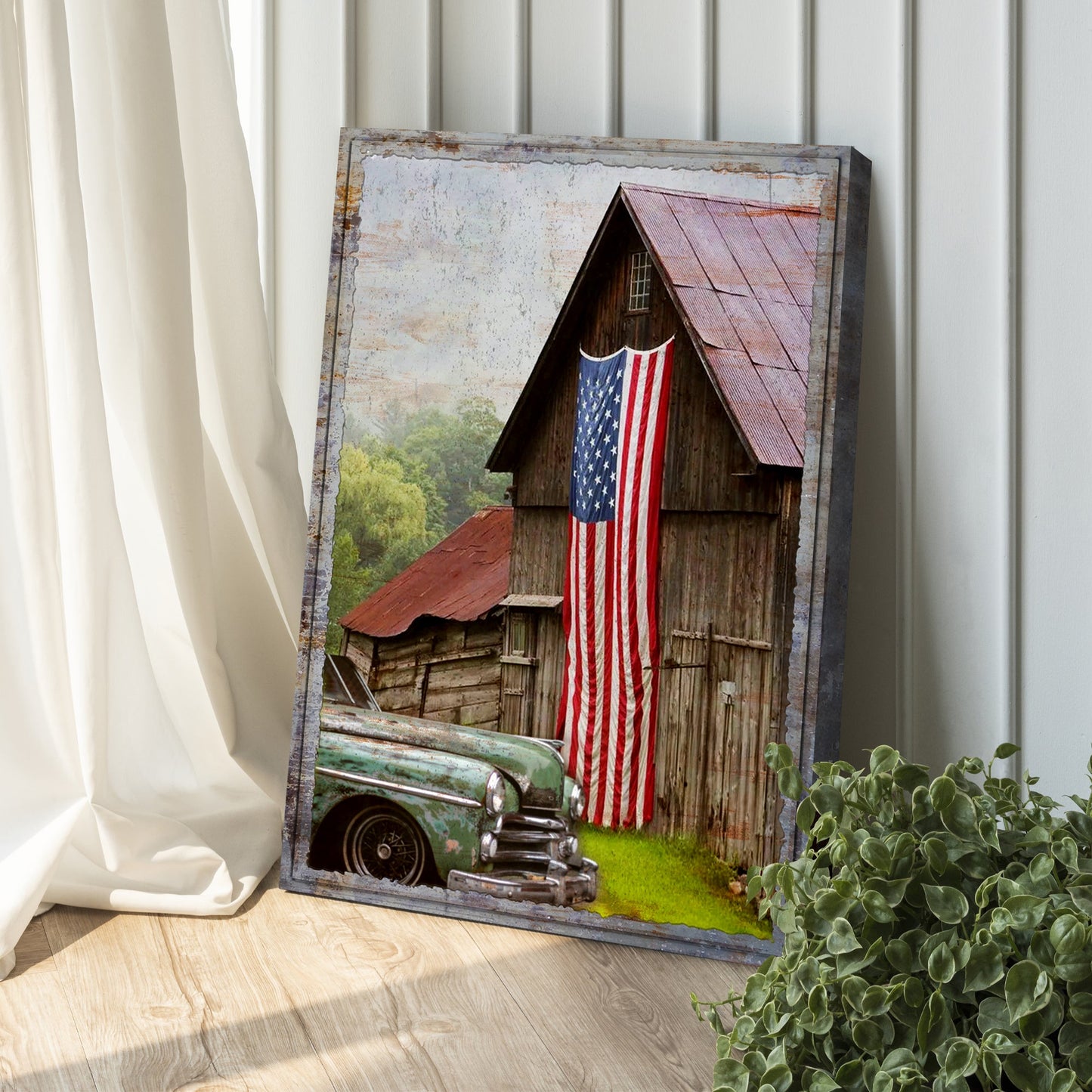 America Country Barn Patriotic Canvas Wall Art