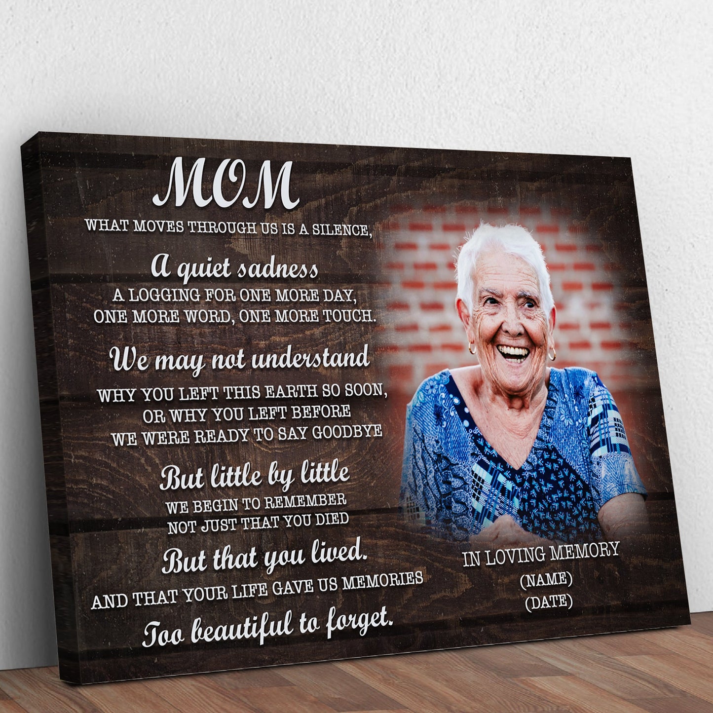 Mom You're Too Beautiful To Forget Mother's Day Canvas Sign