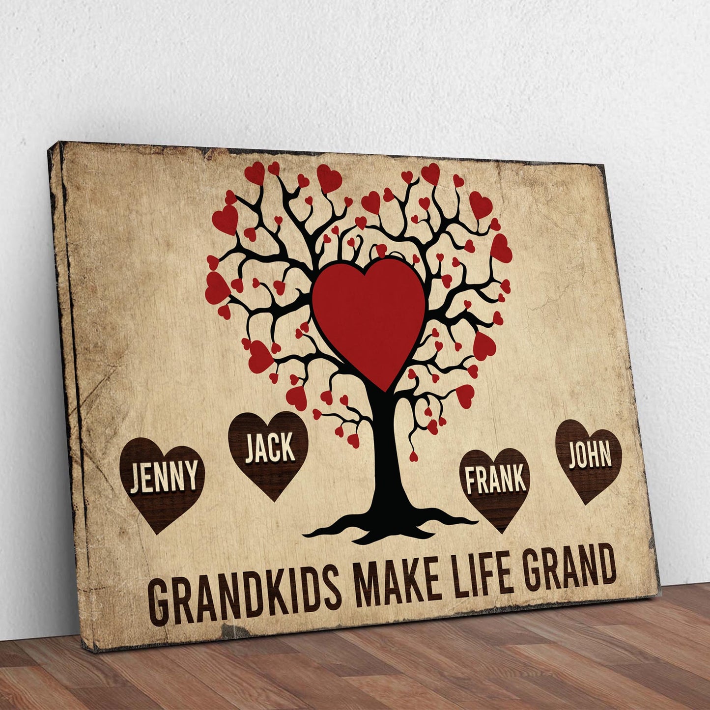 Grandkids Make Life Grand Family Canvas Sign