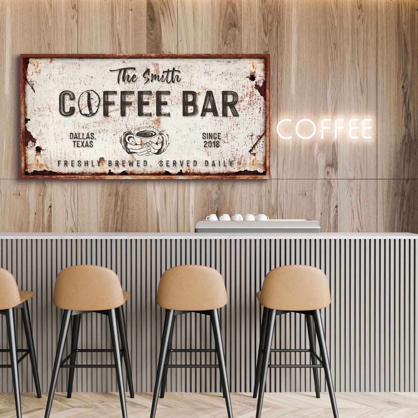 Coffee Bar Personalized Canvas Sign V