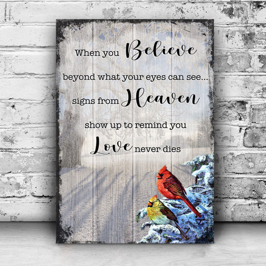 Signs From Heaven Love Never Dies Canvas Sign II