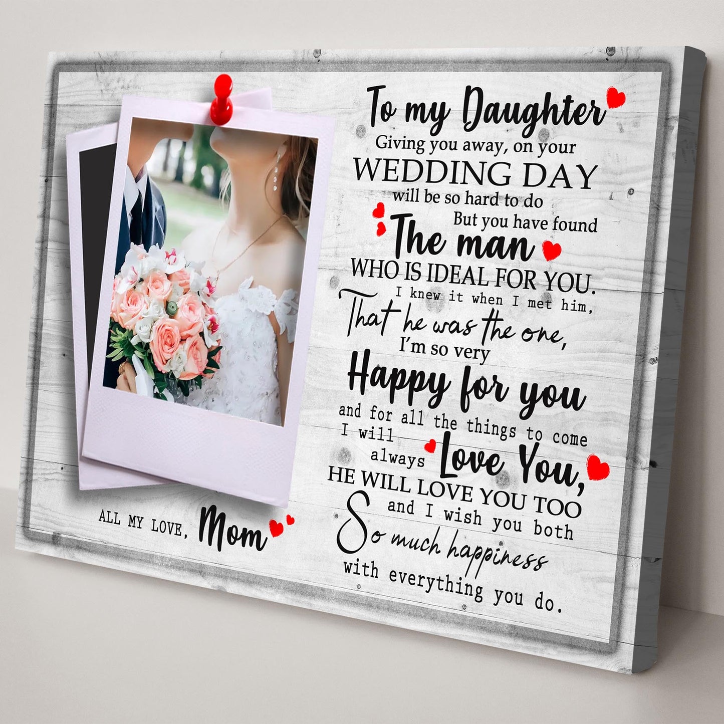 To My Daughter Marriage Message Wedding Canvas Sign
