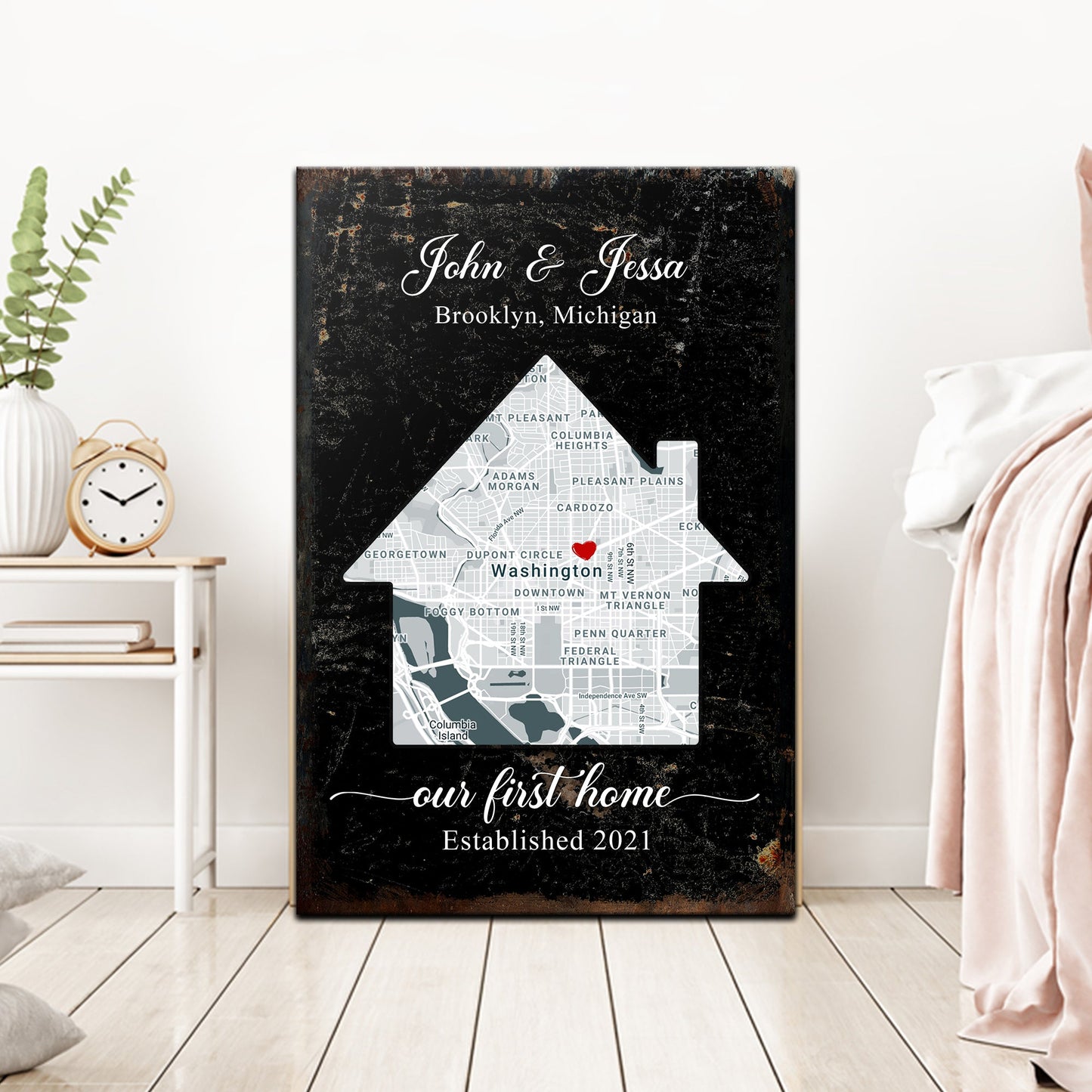 Personalized Home Map Canvas Sign