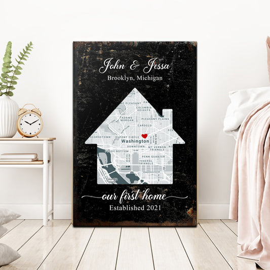 Personalized Home Map Canvas Sign