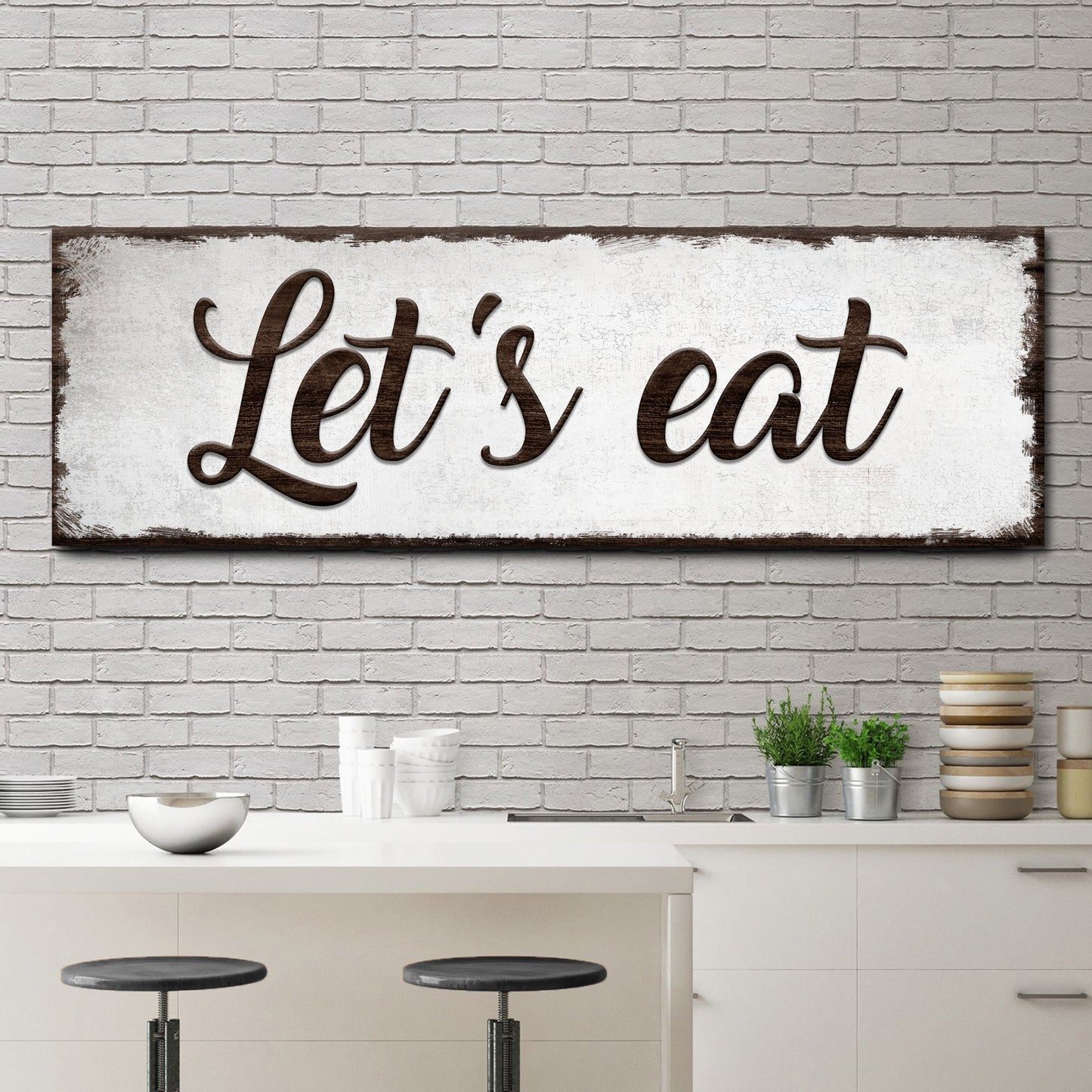Let's Eat Kitchen Canvas Wall Art Sign
