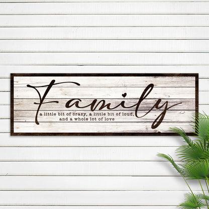 Family A Little Bit of Crazy canvas shown in a styled room setting, view 2