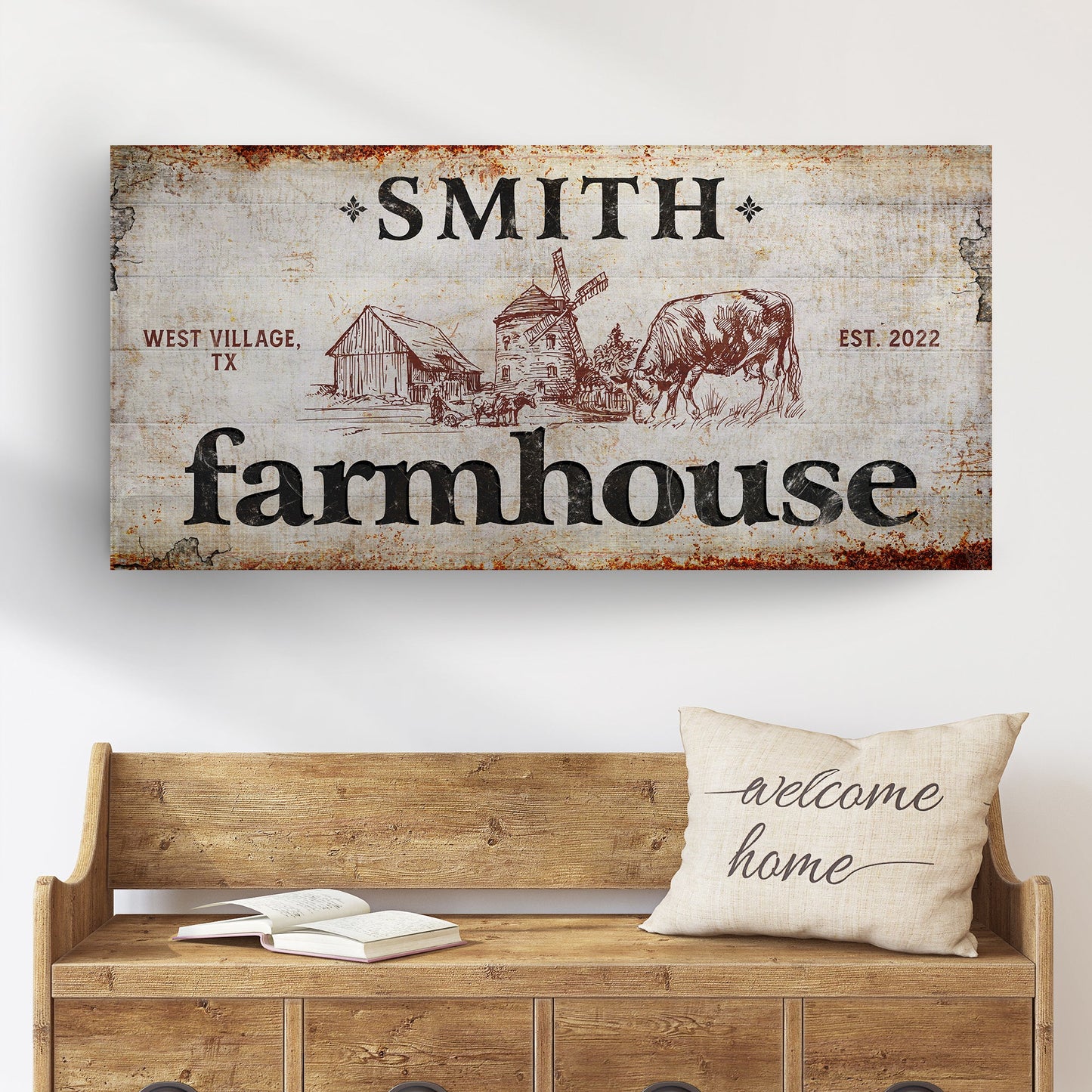 Family Farmhouse Personalized Canvas Sign II