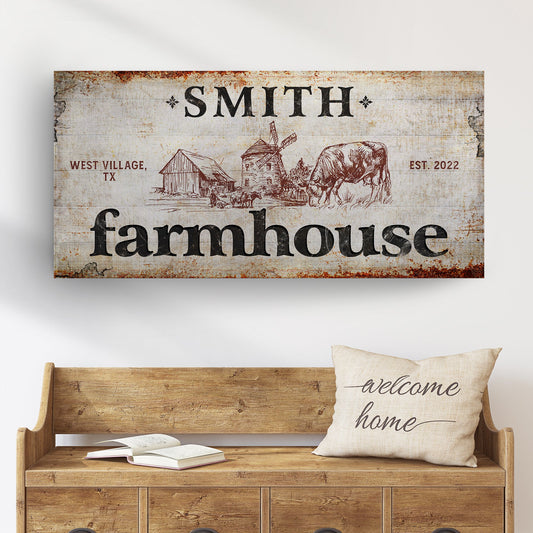 Family Farmhouse Personalized Canvas Sign II