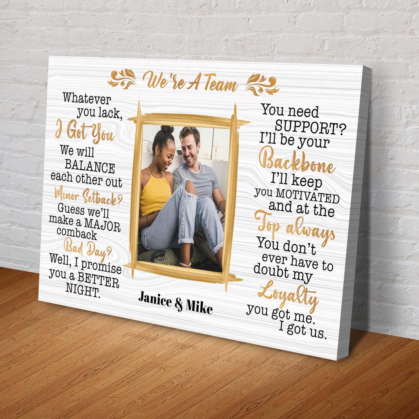 We're A Team Couple Canvas Sign IV