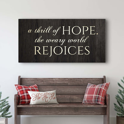 A Thrill of Hope sign canvas shown in a styled room setting, view 2