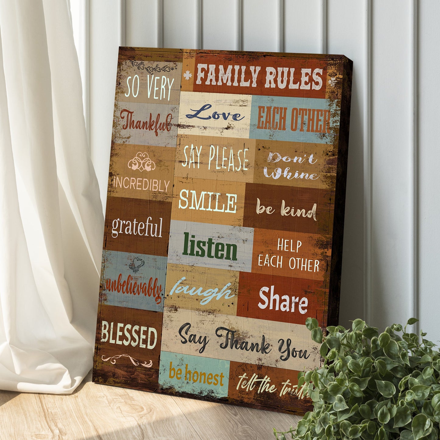 Family Rules Personalized Canvas Sign