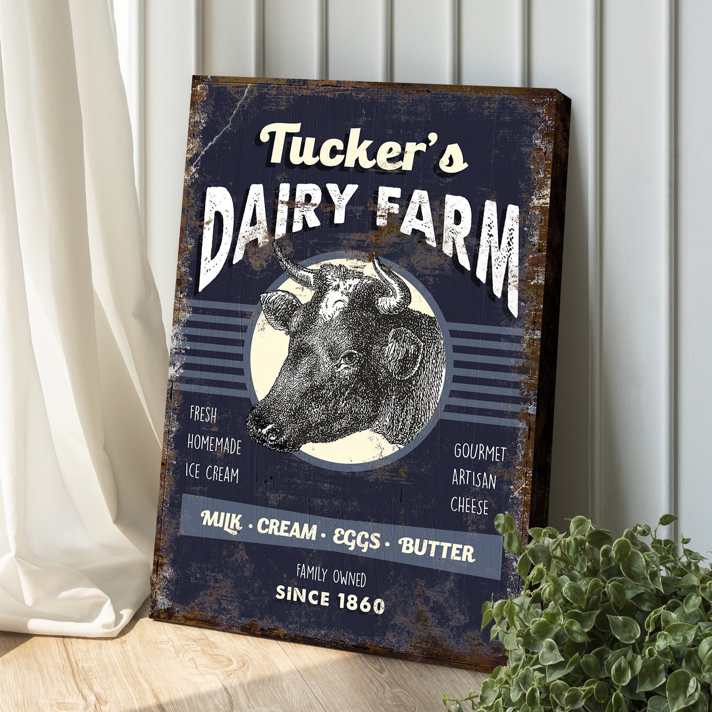 Dairy Farm Personalized Canvas Sign