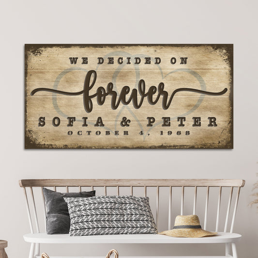 We decided on forever personalized couple canvas sign in rustic word-art style