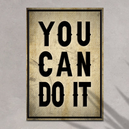 You Can Do It motivational canvas wall art with energizing bold lettering for office or gym
