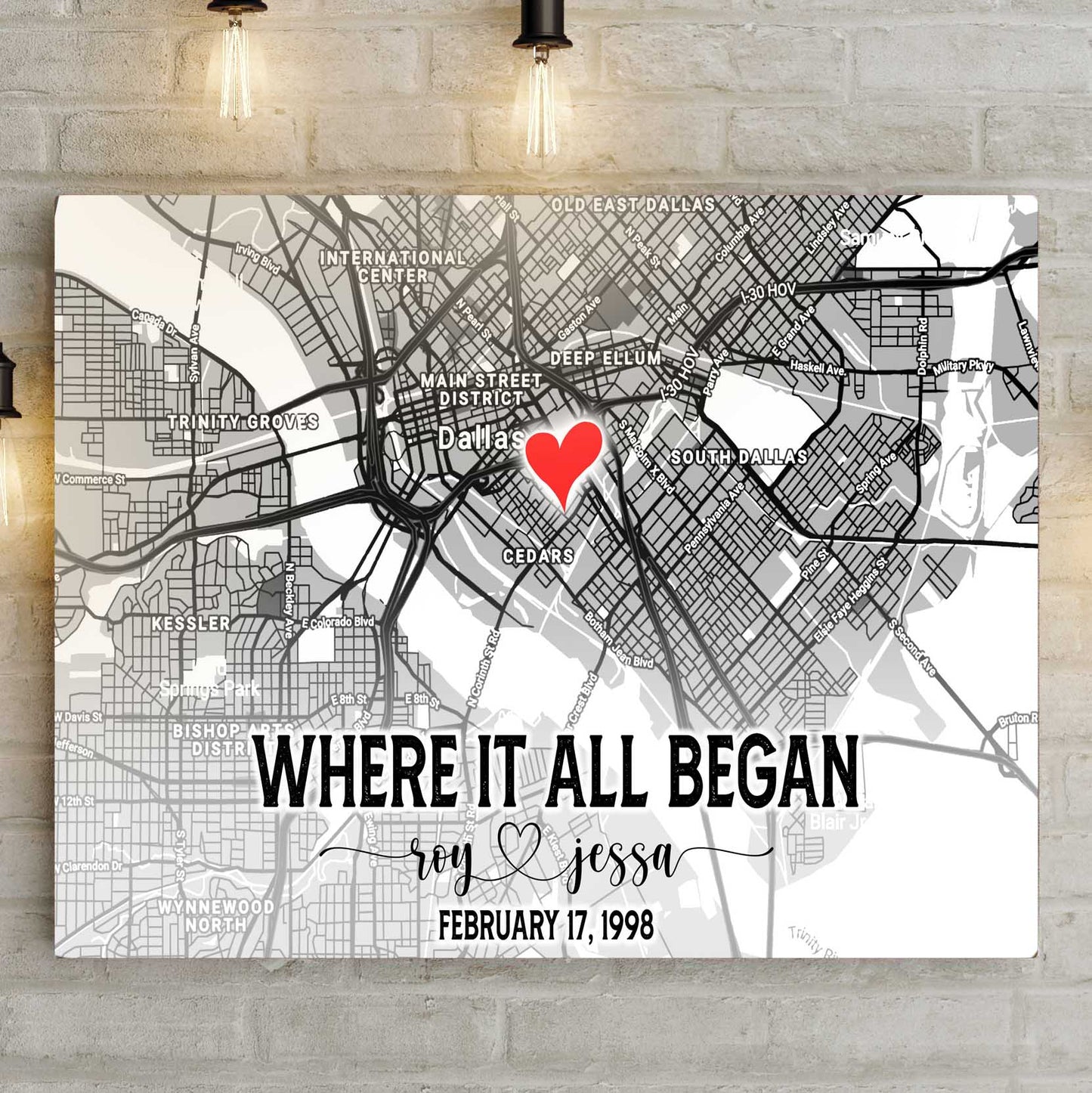 Couple Street Map Canvas Sign