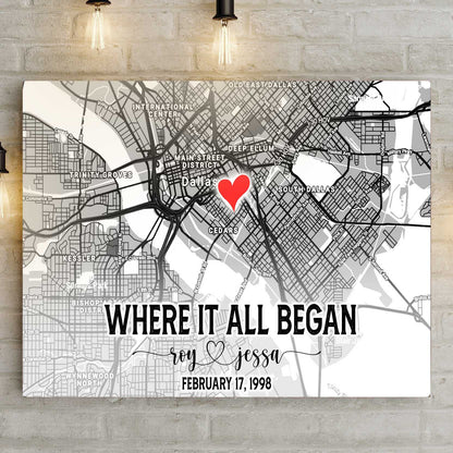 Couple Street Map Canvas Sign