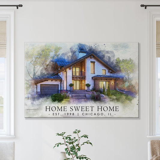 Home Sweet Home watercolor rustic word-art canvas sign