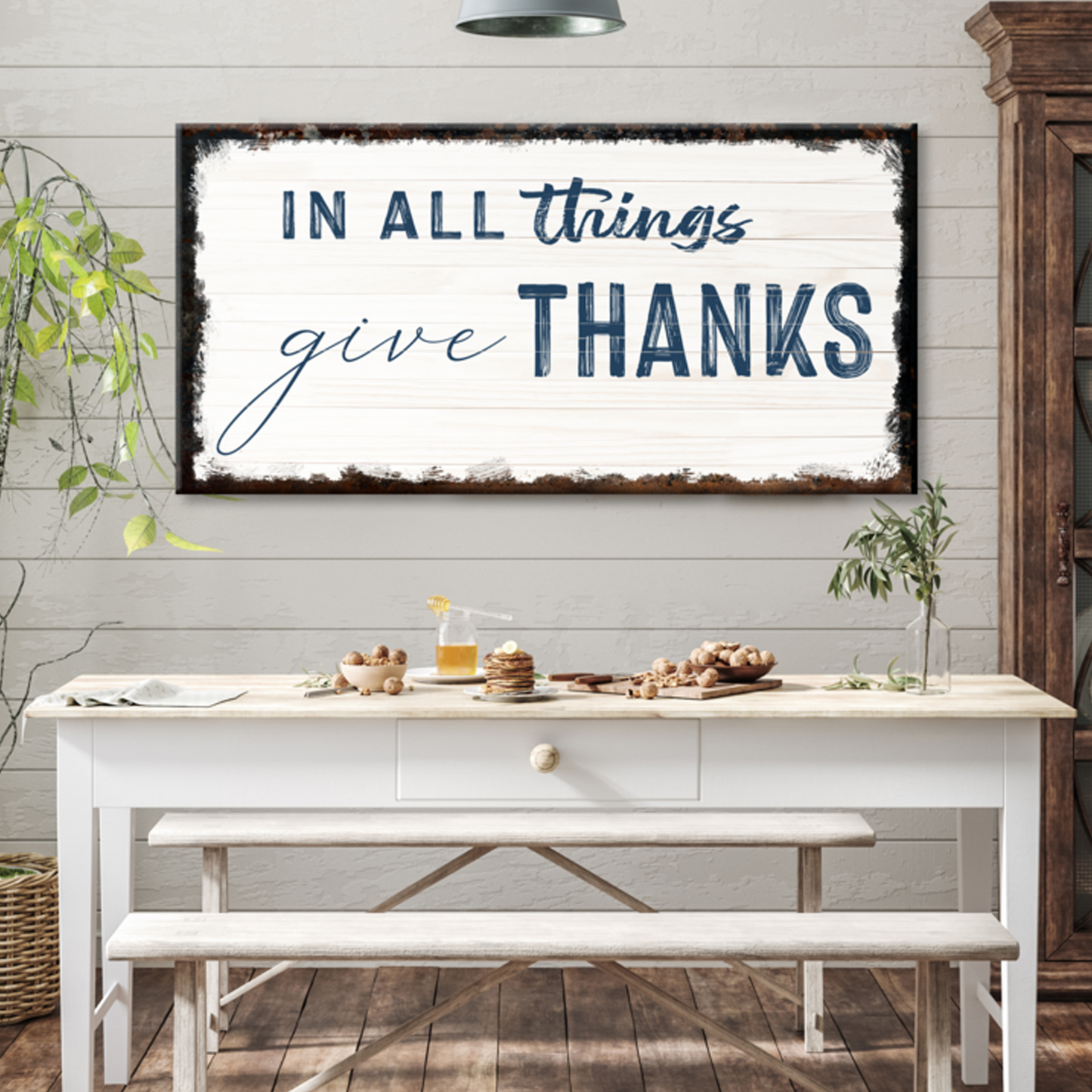In All Things Give Thanks Faith Canvas Sign II