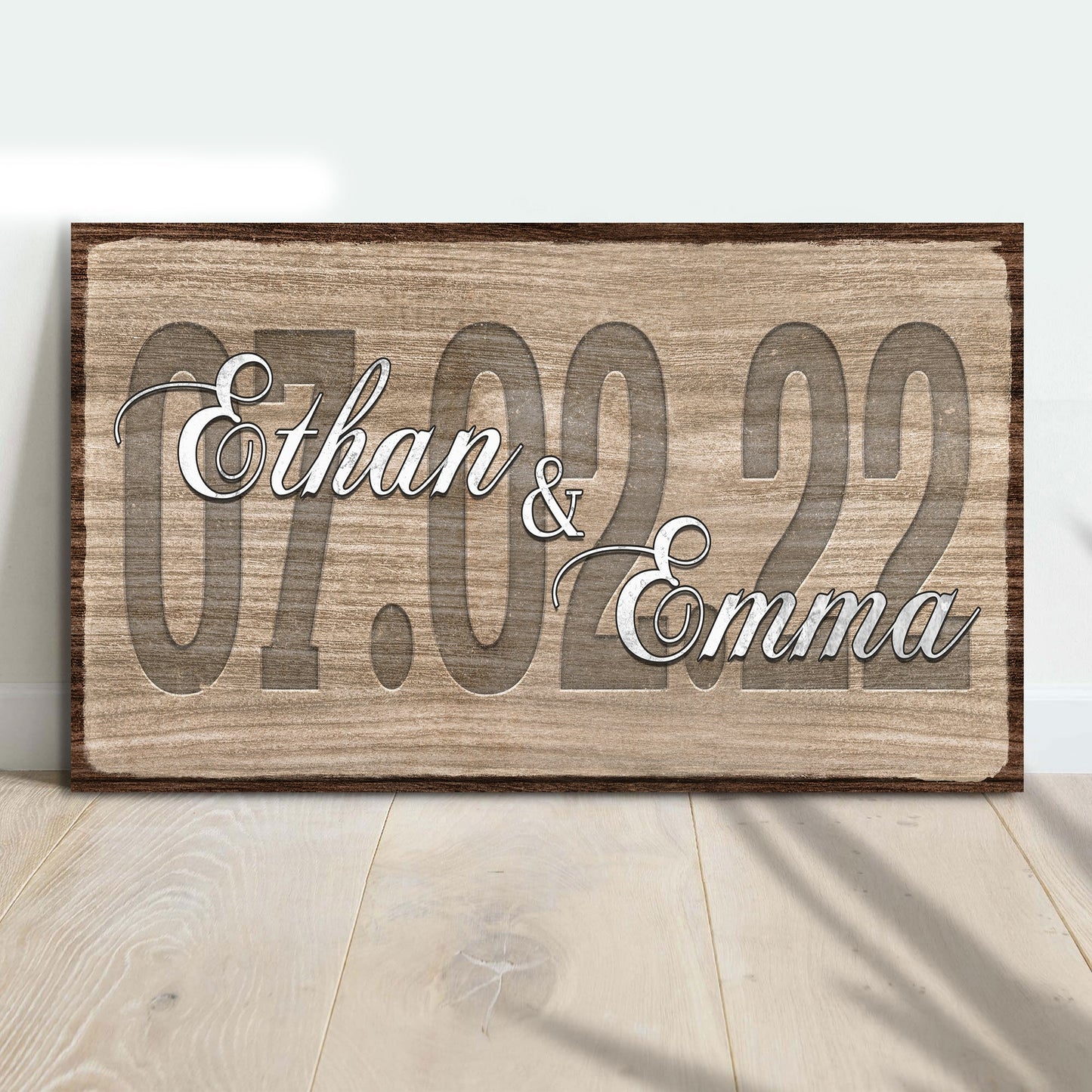 Personalized couple wedding date rustic word-art canvas sign