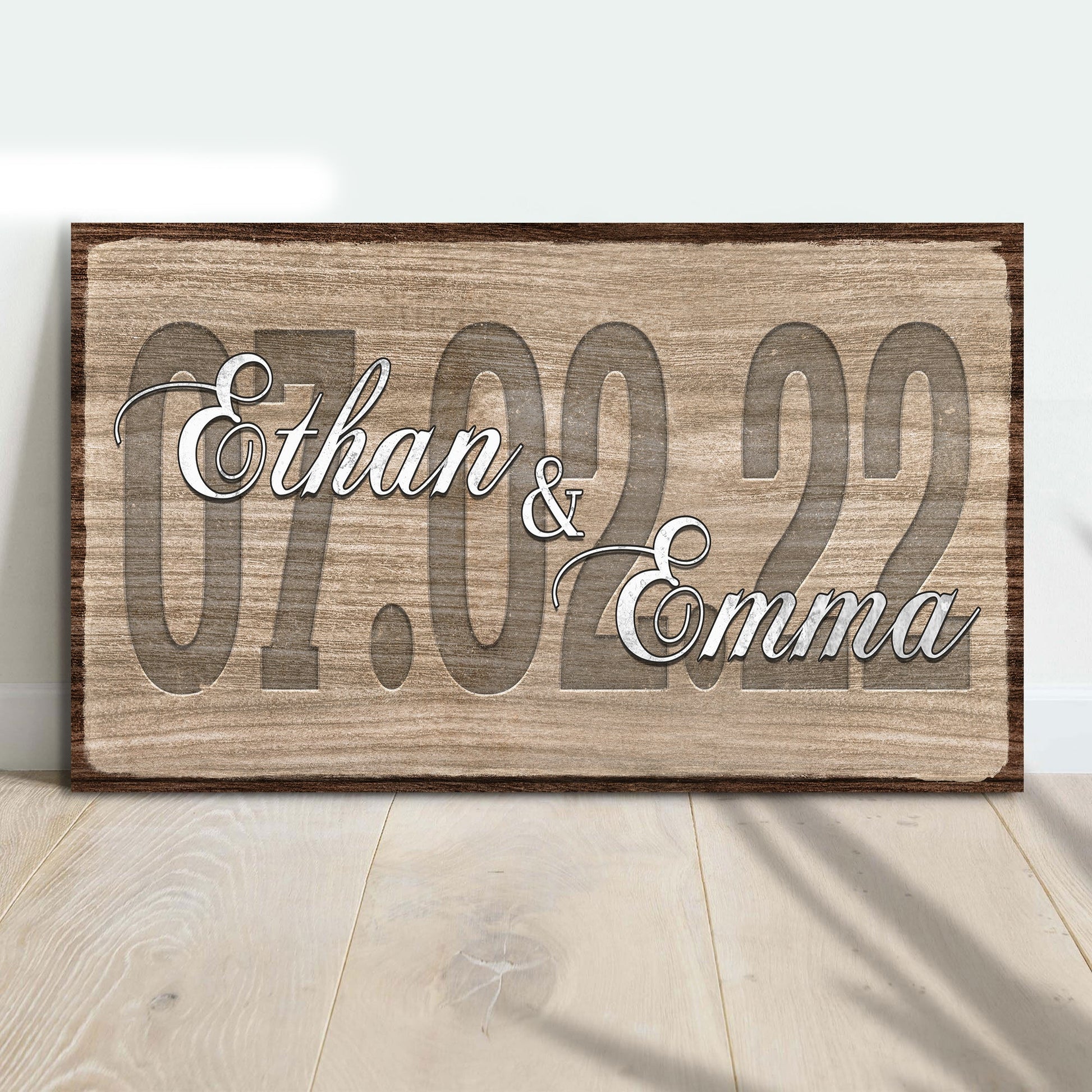 Personalized couple wedding date rustic word-art canvas sign