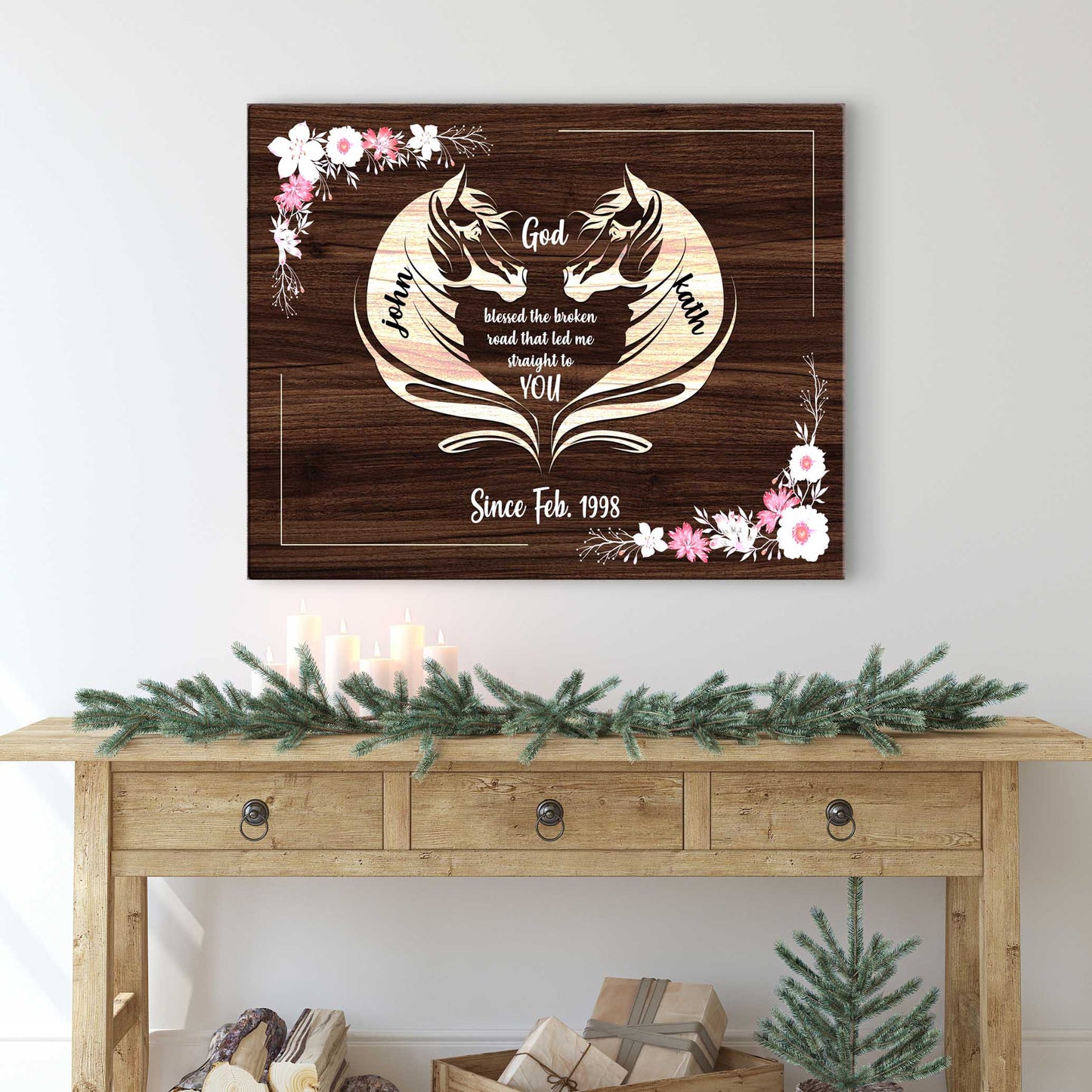 Horse Couple Personalized Canvas Sign II