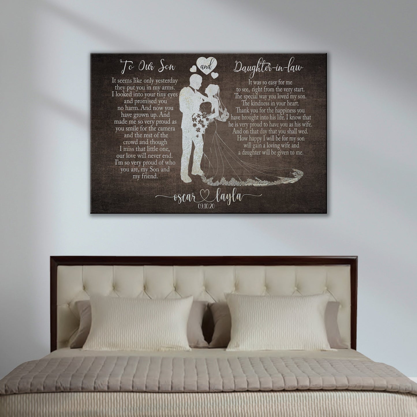 To My Son And Daughter In Law Wedding Canvas Sign