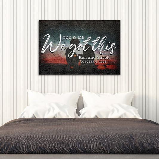 You and me we got this personalized couple canvas sign in rustic word-art style