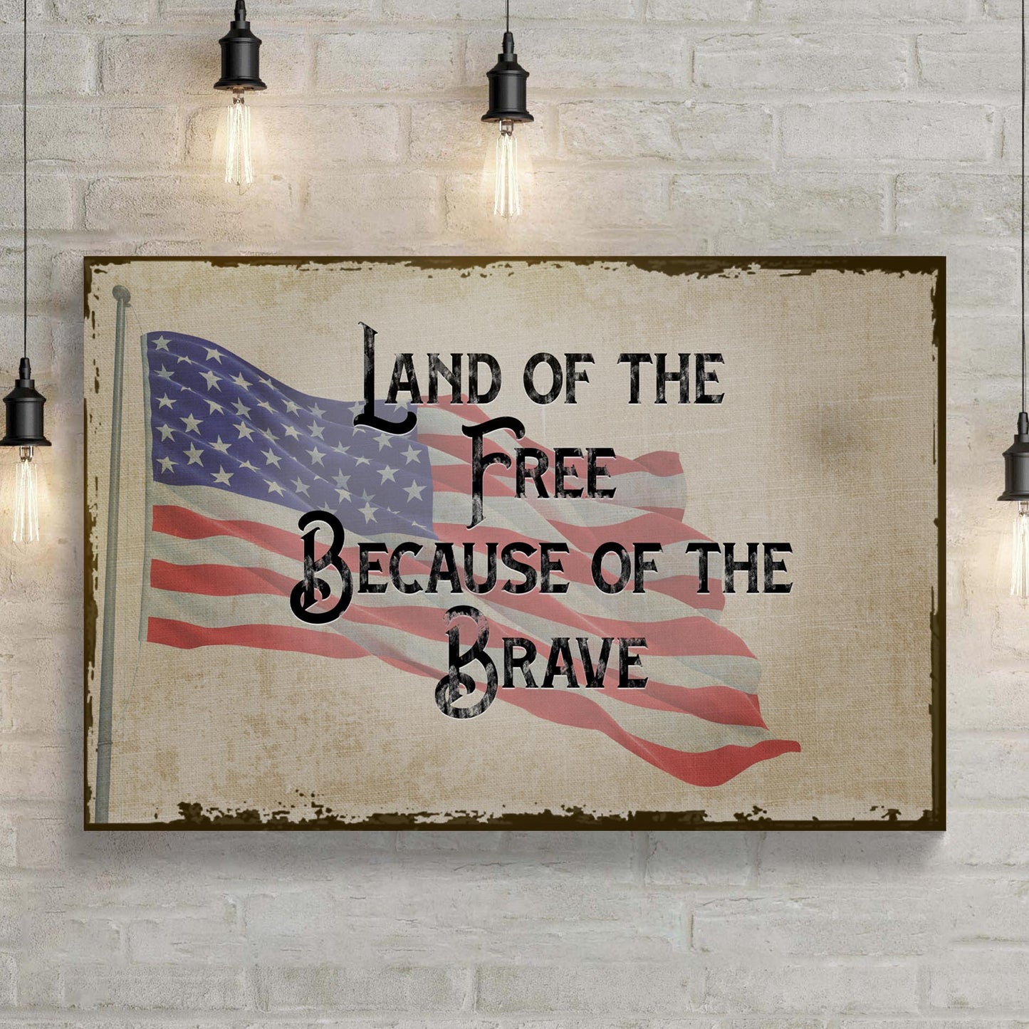 Land Of The Free Because Of The Brave Canvas Sign II
