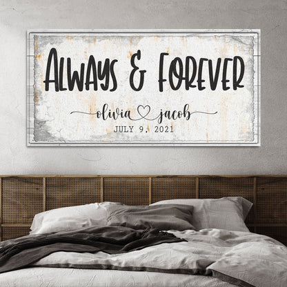 Always and forever personalized couple canvas sign in rustic word-art style