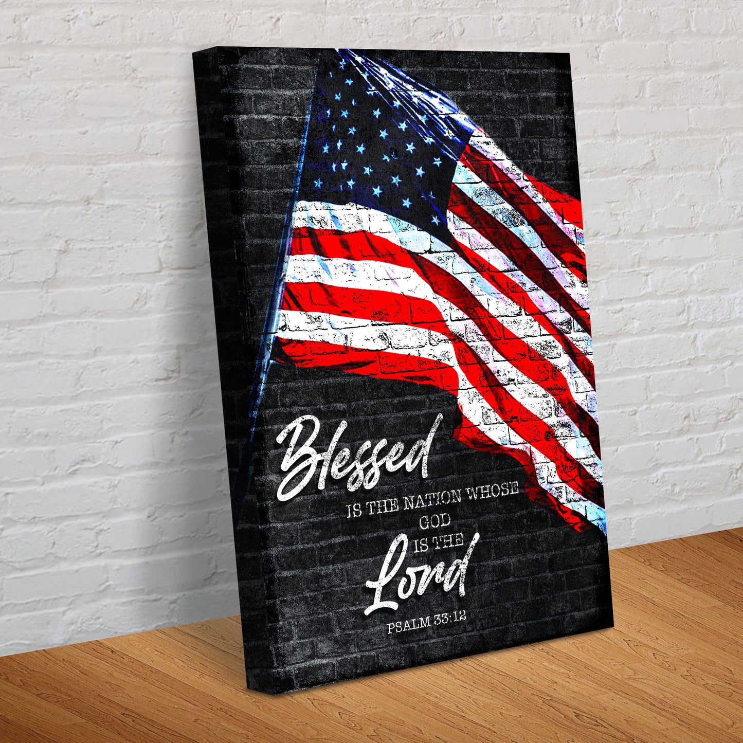 Psalm 33:12 Blessed Is The Nation Faith Canvas Sign
