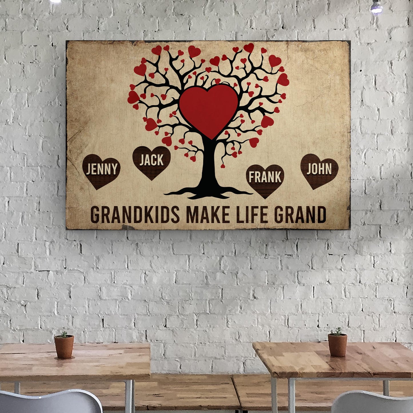 Grandkids Make Life Grand Family Canvas Sign
