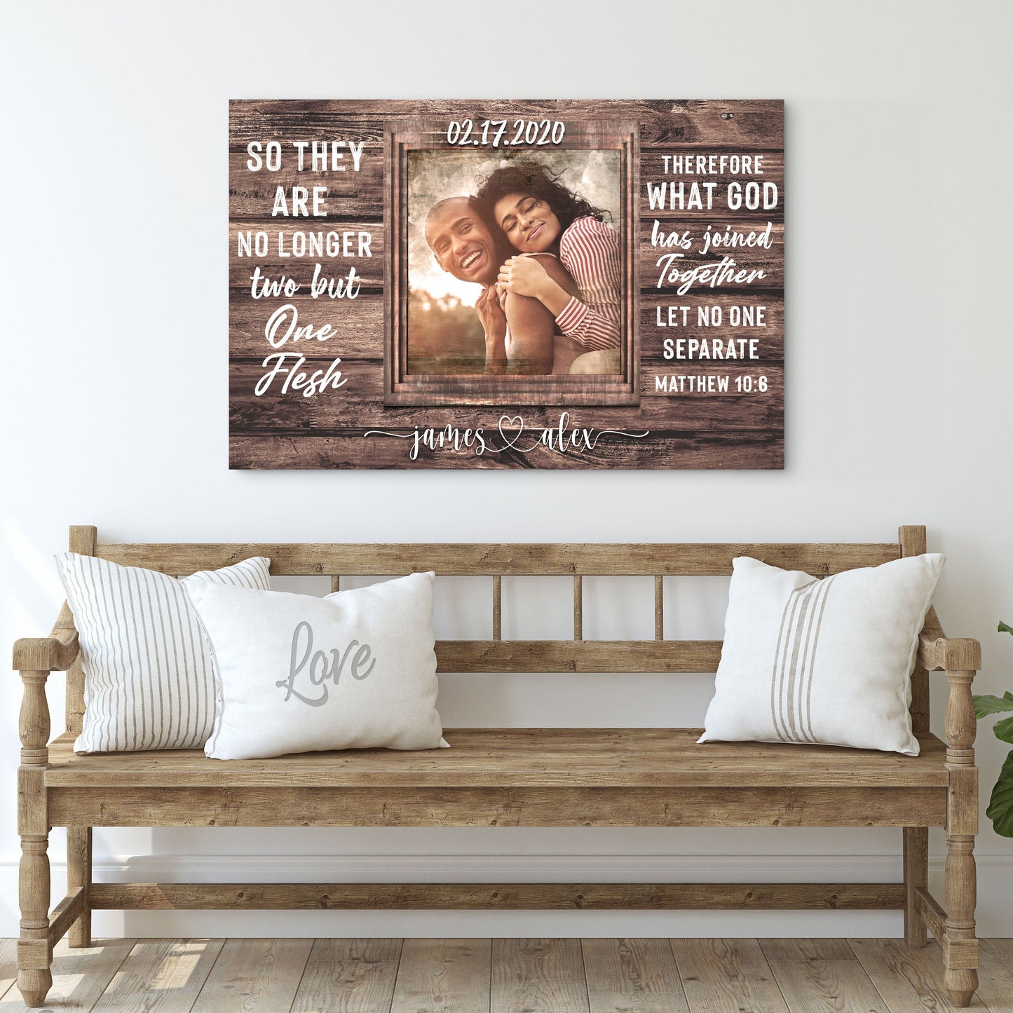 Matthew 19:6 What God Has Joined Together Faith Canvas Sign II