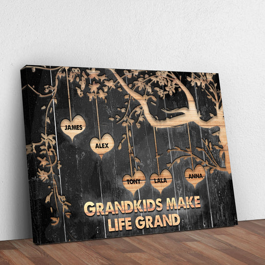Grandkids Make Life Grand Family Canvas Sign II