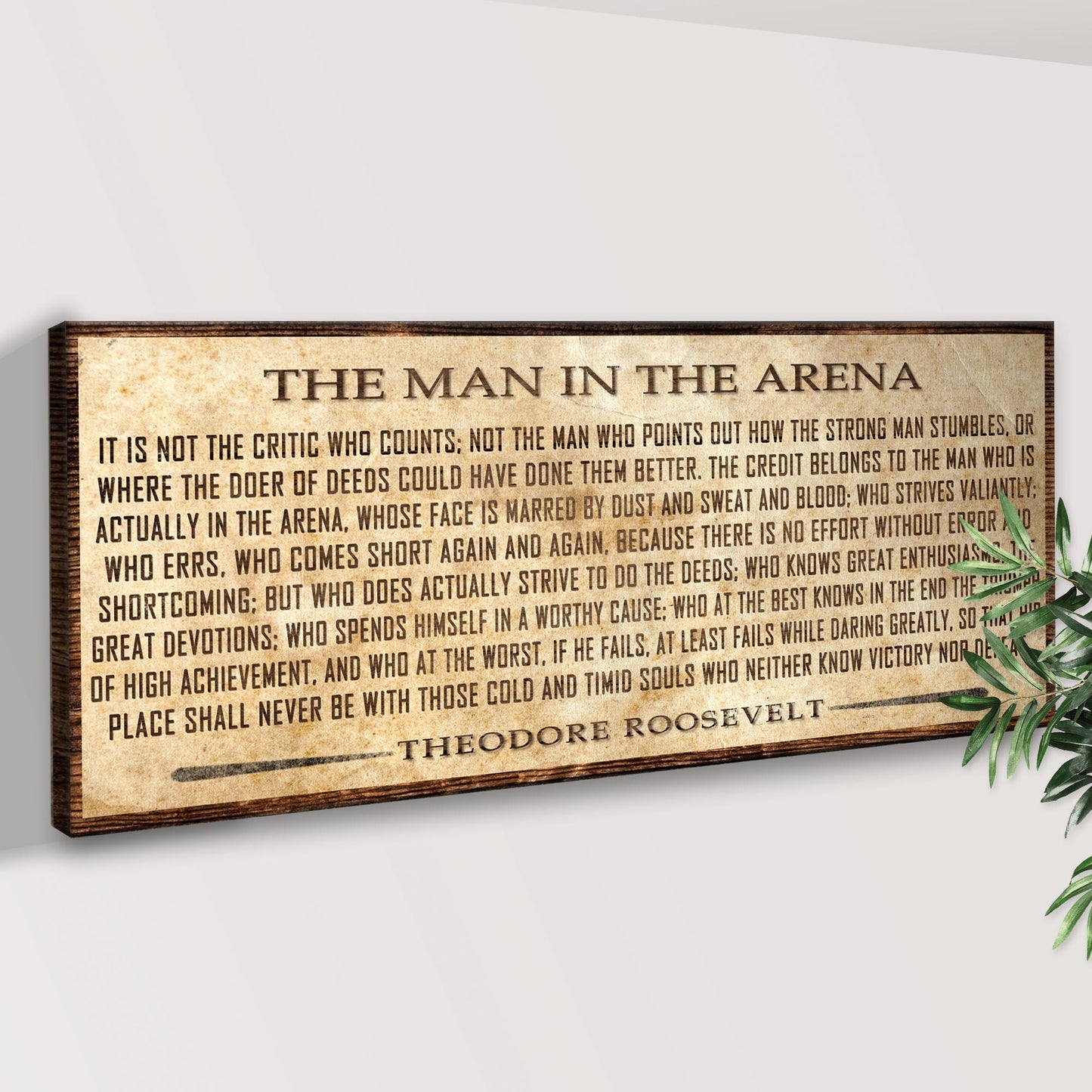 Man in the Arena Quote Canvas Wall Art V