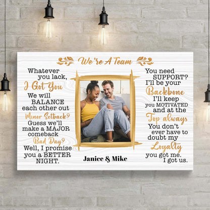 We're A Team Couple Canvas Sign IV