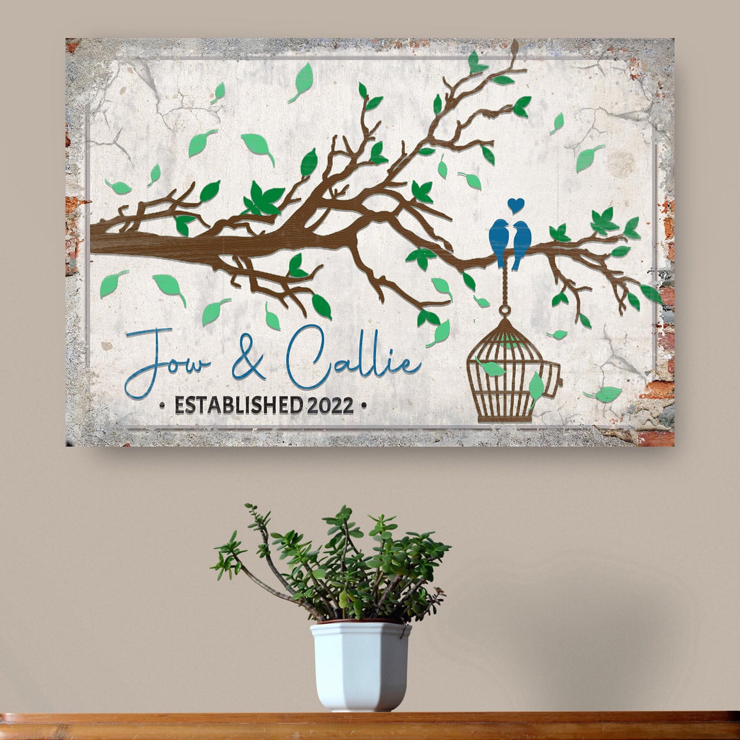 Love Birds Couple Canvas Sign
